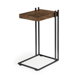 Maddox Medium Brown/Black Wood Metal C-Shaped End/Side Table - Ornate Home
