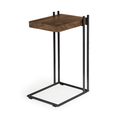 Maddox Medium Brown/Black Wood Metal C-Shaped End/Side Table