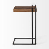 Maddox Medium Brown/Black Wood Metal C-Shaped End/Side Table - Ornate Home