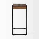 Maddox Medium Brown/Black Wood Metal C-Shaped End/Side Table - Ornate Home