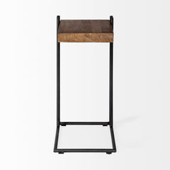 Maddox Medium Brown/Black Wood Metal C-Shaped End/Side Table