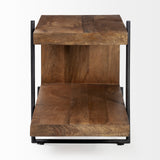 Maddox Medium Brown/Black Wood Metal U-Shaped End/Side Table - Ornate Home