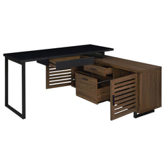 Maddox Walnut L-Shape Desk - Ornate Home