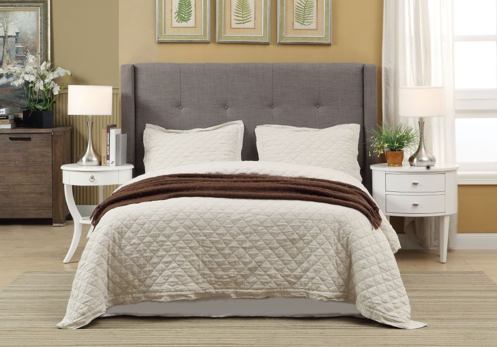 Madeleine Dolphin Linen King Wingback Platform Bed - Ornate Home
