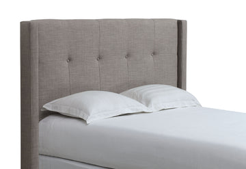 Madeleine Wingback Queen Upholstered Headboard in Dolphin Linen - Ornate Home
