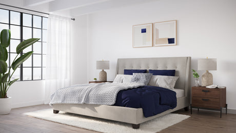 Madera Upholstered California King Platform Bed in Putty - Ornate Home