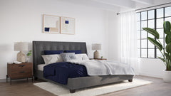 Madera Upholstered  Queen Platform Bed in Dark Charcoal - Ornate Home