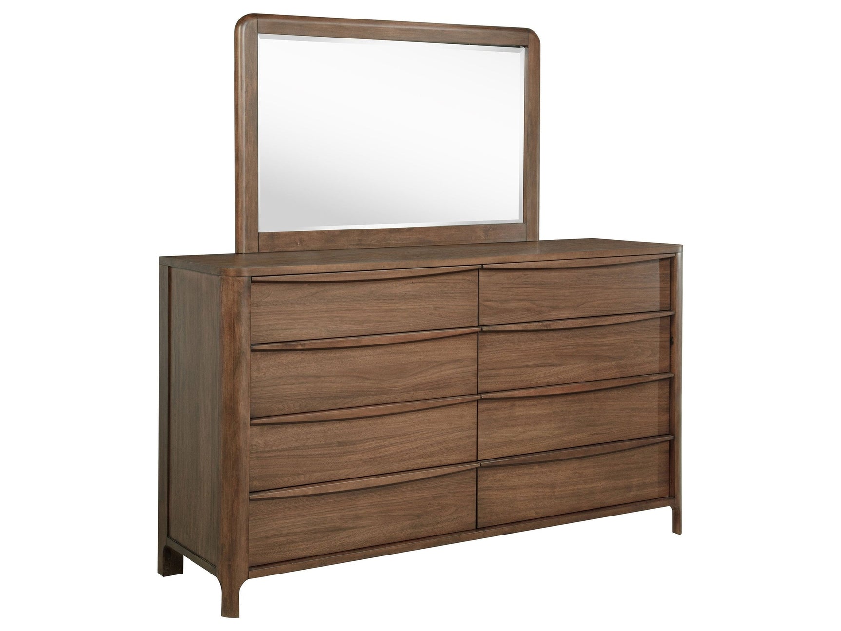 Maderia Walnut Dresser and Mirror - Ornate Home