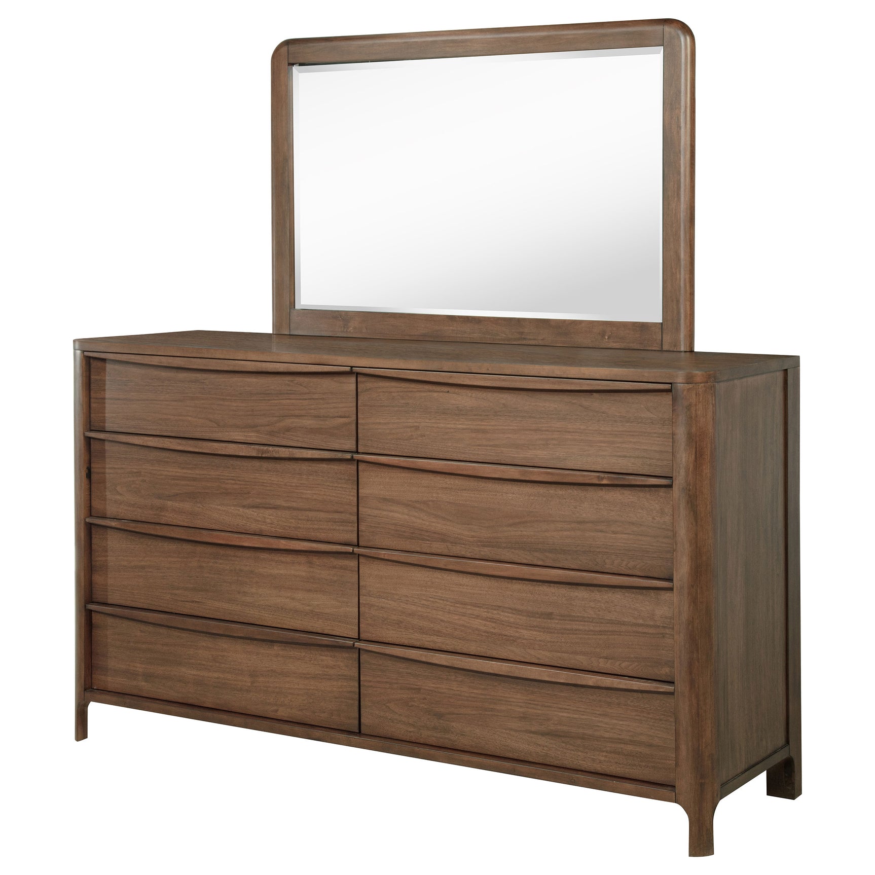 Maderia Walnut Dresser and Mirror - Ornate Home
