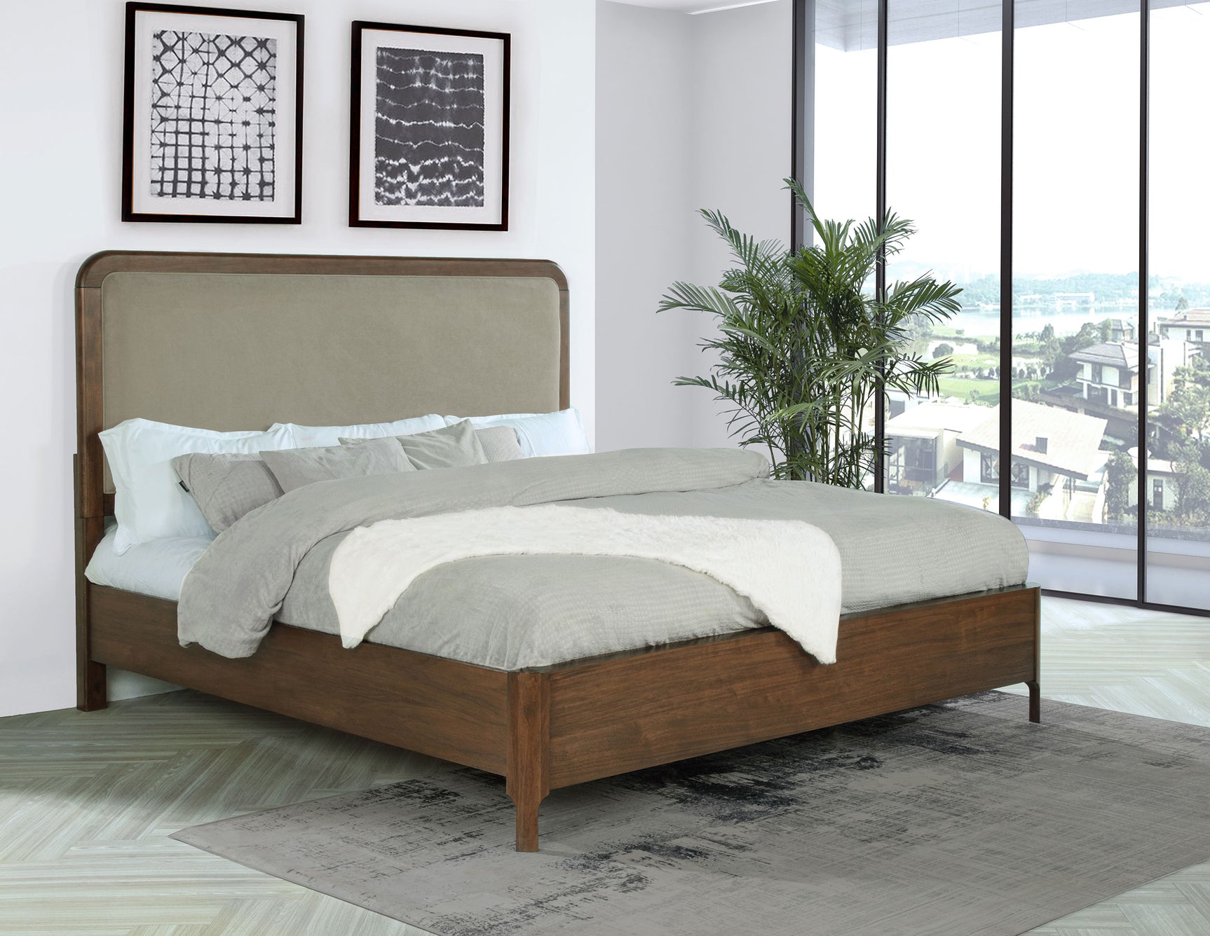 Maderia Walnut Queen Panel Bed - Ornate Home