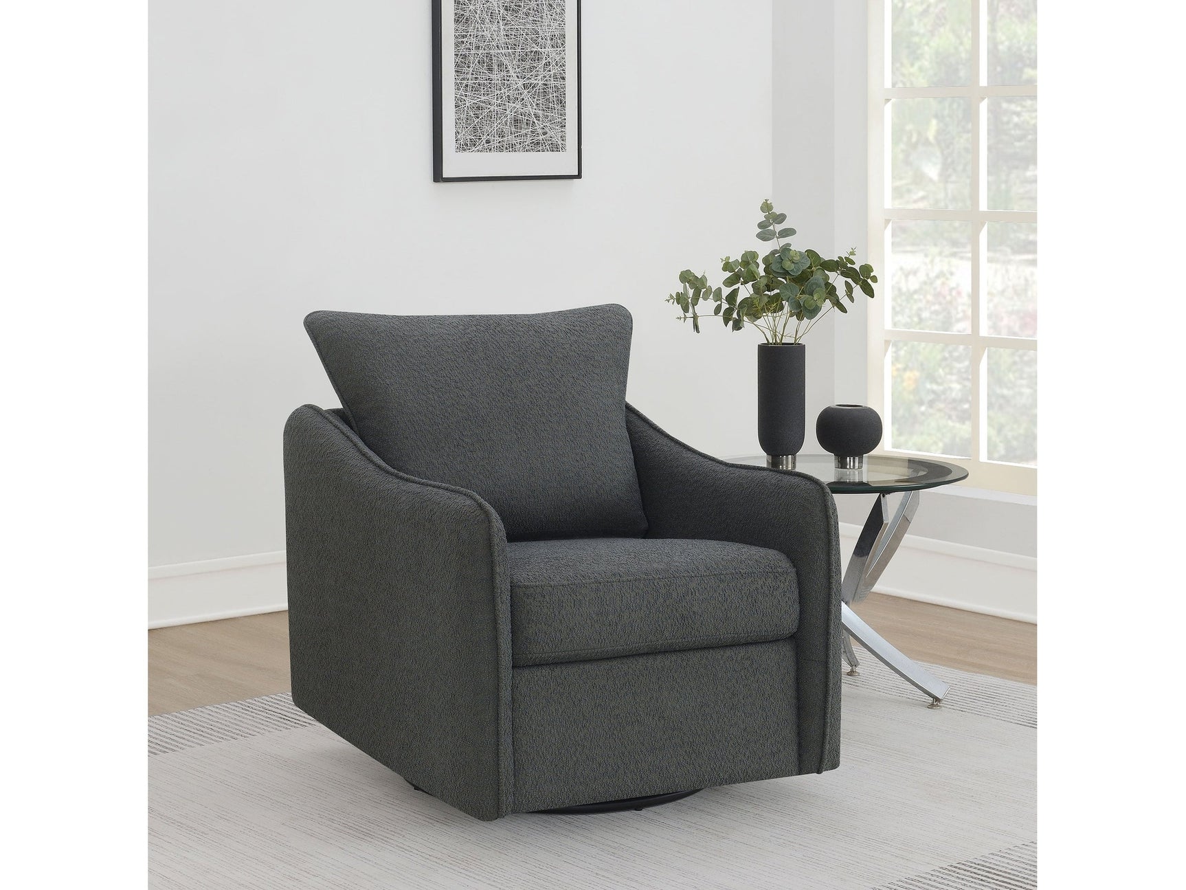 Madia Charcoal Swivel Glider Chair - Ornate Home