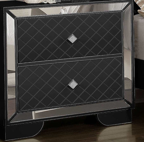 Madison Black Upholstered Nightstand - Ornate Home