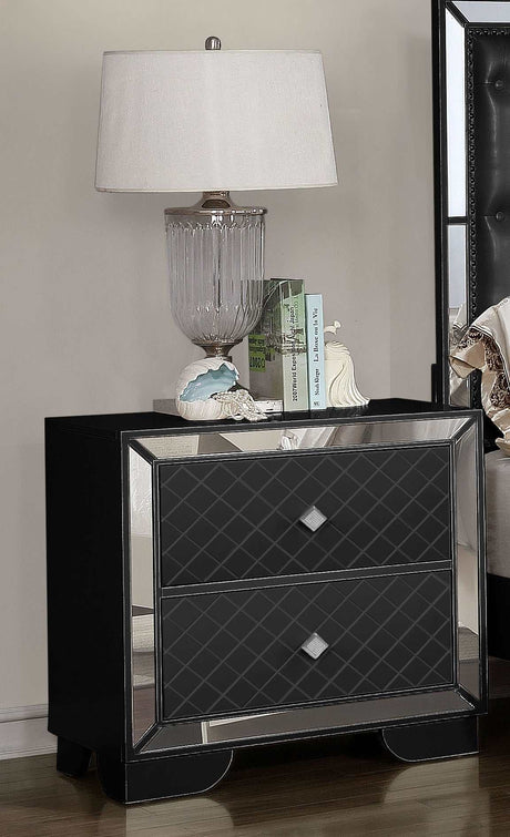 Madison Black Upholstered Nightstand - Ornate Home