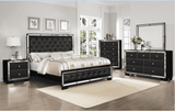 Madison Black Upholstered Nightstand - Ornate Home