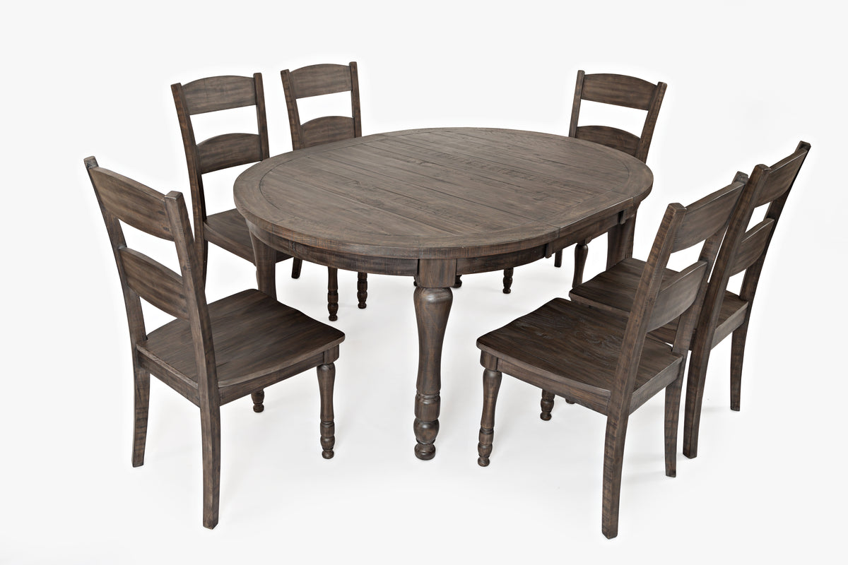 Madison County Barnwood Round to Oval Dining Table w/ 4 Chairs - Ornate Home