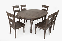 Madison County Barnwood Round to Oval Dining Table w/ 4 Chairs - Ornate Home