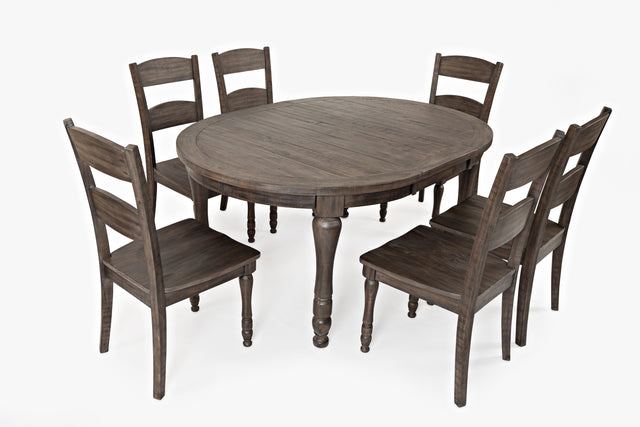 Madison County Barnwood Round to Oval Dining Table w/ 4 Chairs - Ornate Home