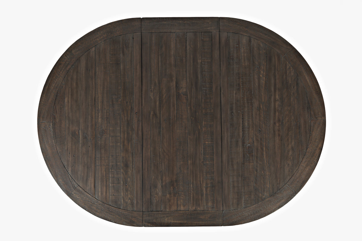 Madison County Barnwood Round to Oval Dining Table w/ 6 Chairs - Ornate Home