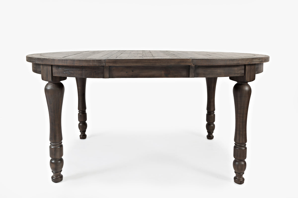 Madison County Barnwood Round to Oval Dining Table w/ 6 Chairs - Ornate Home