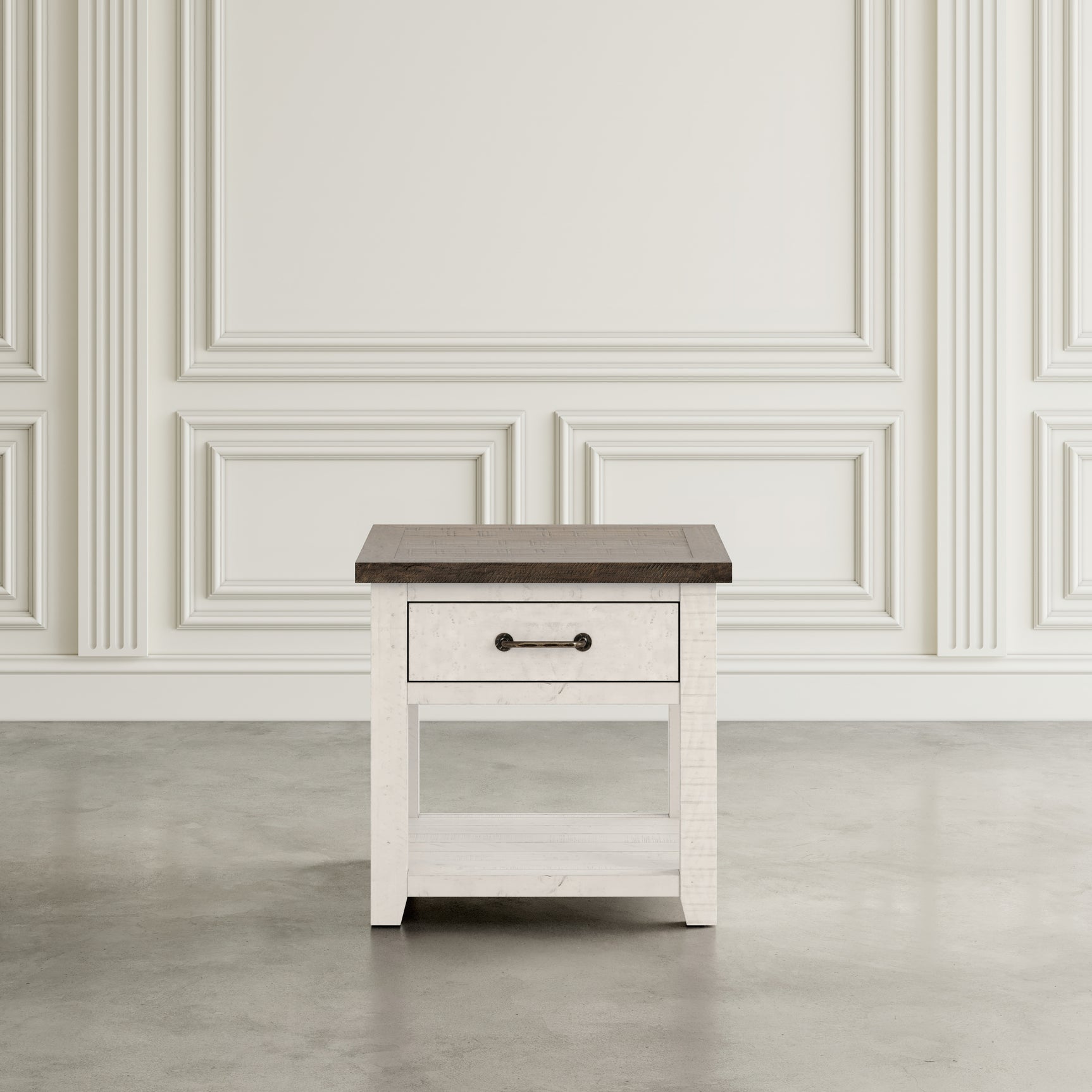 Madison County Harris Vintage White End Table - Ornate Home