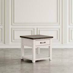 Madison County Harris Vintage White End Table - Ornate Home