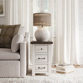 Madison County Harris Vintage White Power Chairside Table - Ornate Home