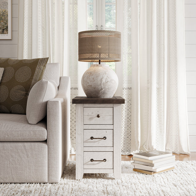 Madison County Harris Vintage White Power Chairside Table - Ornate Home