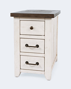 Madison County Harris Vintage White Power Chairside Table - Ornate Home