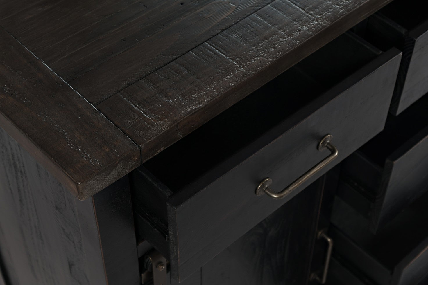 Madison County Vintage Black Door Dresser - Ornate Home