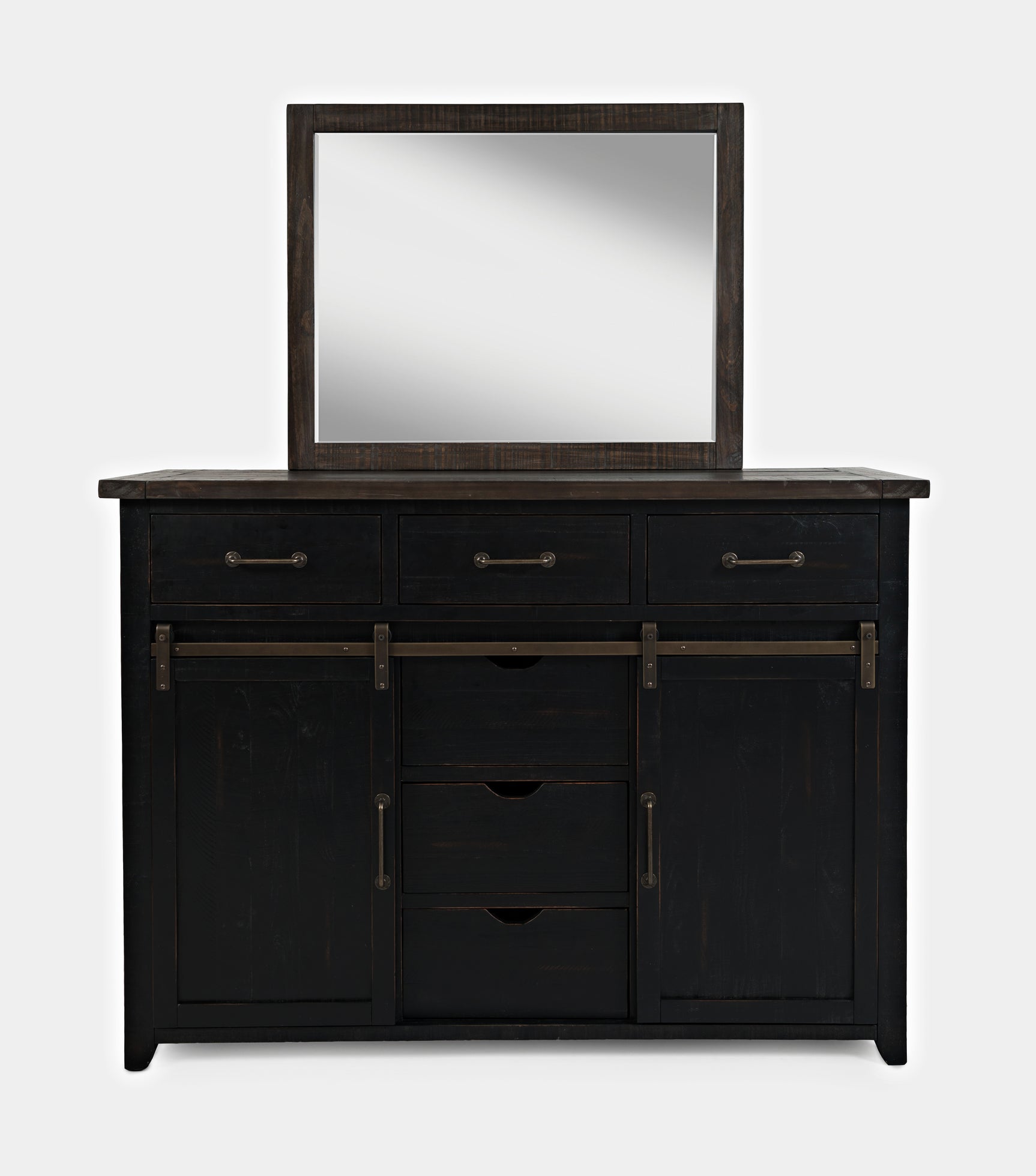 Madison County Vintage Black Door Dresser - Ornate Home