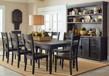 Madison County Vintage Black Ext Dining Table w/ 6 Chairs - Ornate Home