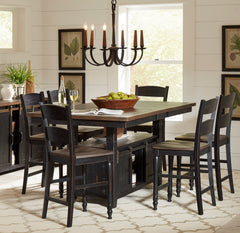 Madison County Vintage Black High/Low Dining Table w/ 4 Stools - Ornate Home
