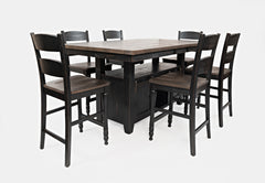 Madison County Vintage Black High/Low Dining Table w/ 6 Stools - Ornate Home
