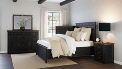 Madison County Vintage Black King Panel Bed - Ornate Home