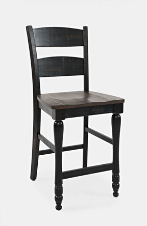 Madison County Vintage Black Ladderback Stool (Set of 2) - Ornate Home