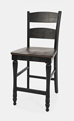Madison County Vintage Black Ladderback Stool (Set of 2) - Ornate Home
