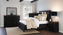 Madison County Vintage Black Queen Barn Door Bed - Ornate Home