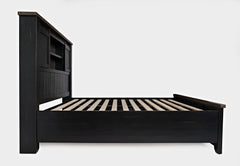 Madison County Vintage Black Queen Barn Door Bed - Ornate Home