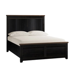 Madison County Vintage Black Queen Panel Bed - Ornate Home