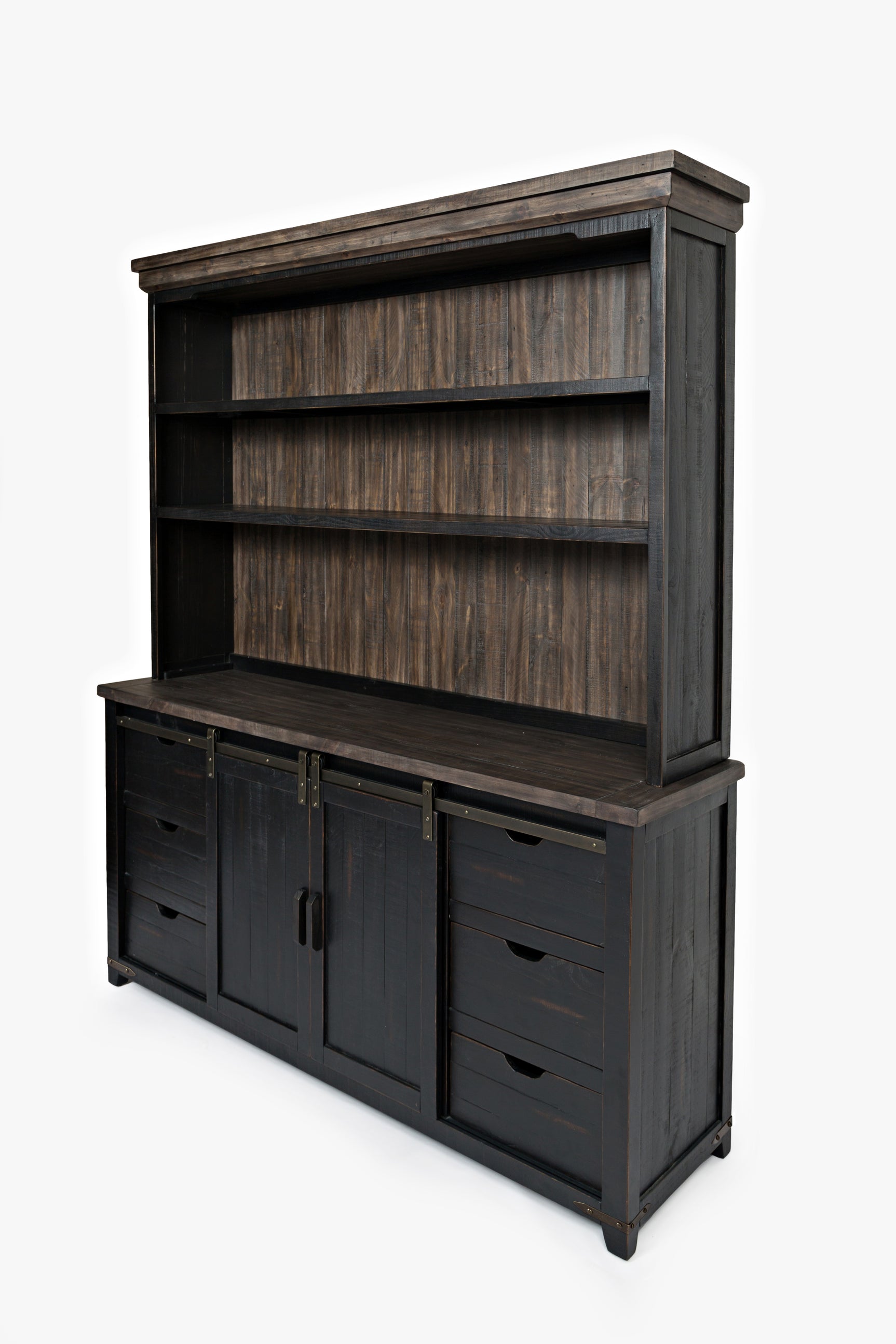 Madison County Vintage Black Server Hutch - Ornate Home