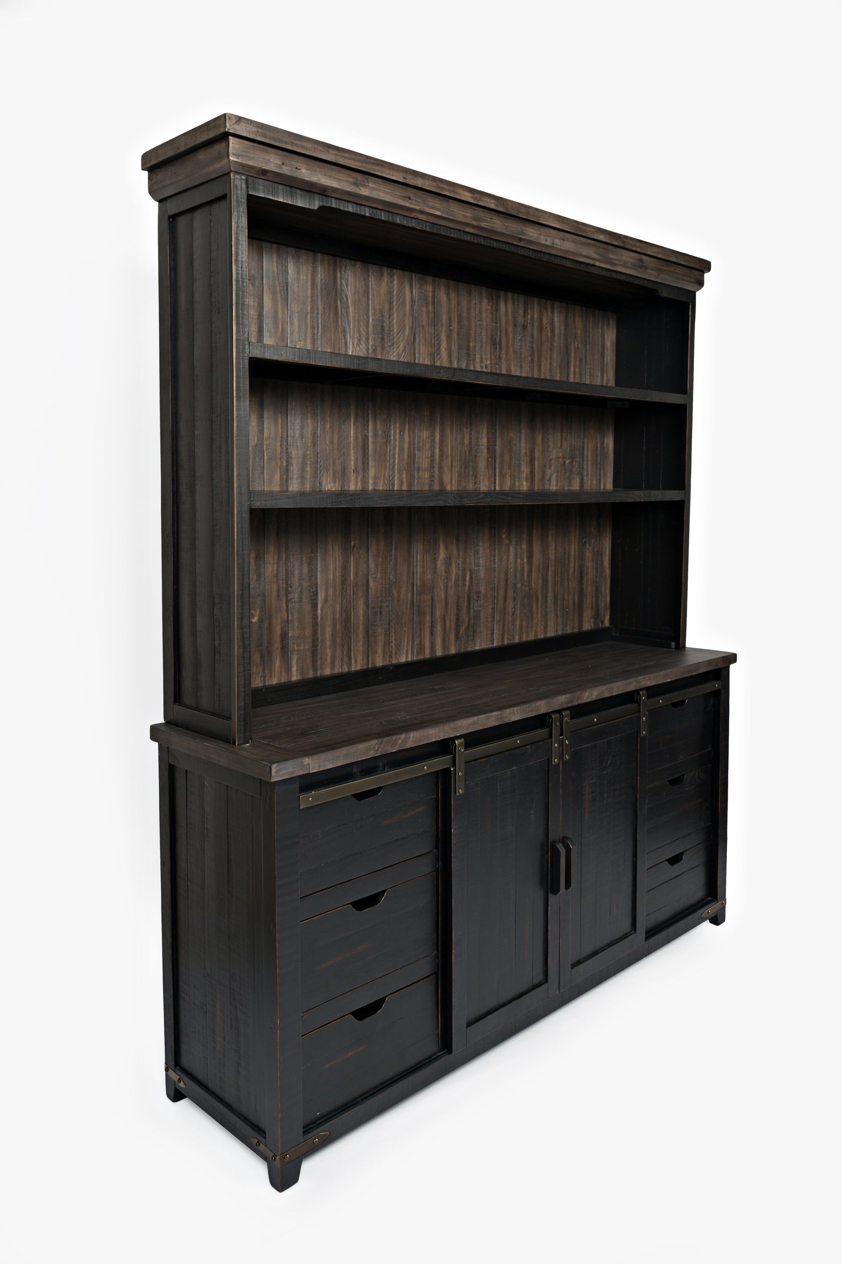 Madison County Vintage Black Server Hutch - Ornate Home