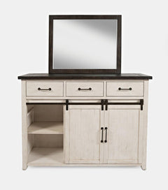Madison County Vintage White 3-Piece Queen Panel Bedroom Set - Ornate Home