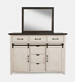 Madison County Vintage White 3-Piece Queen Panel Bedroom Set - Ornate Home