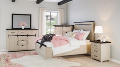 Madison County Vintage White 3-Piece Queen Panel Bedroom Set - Ornate Home