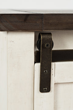 Madison County Vintage White 32 Barn Door Accent Cabinet - Ornate Home