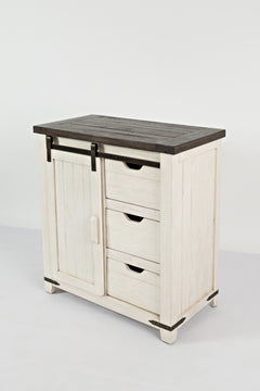 Madison County Vintage White 32 Barn Door Accent Cabinet - Ornate Home