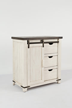 Madison County Vintage White 32 Barn Door Accent Cabinet - Ornate Home