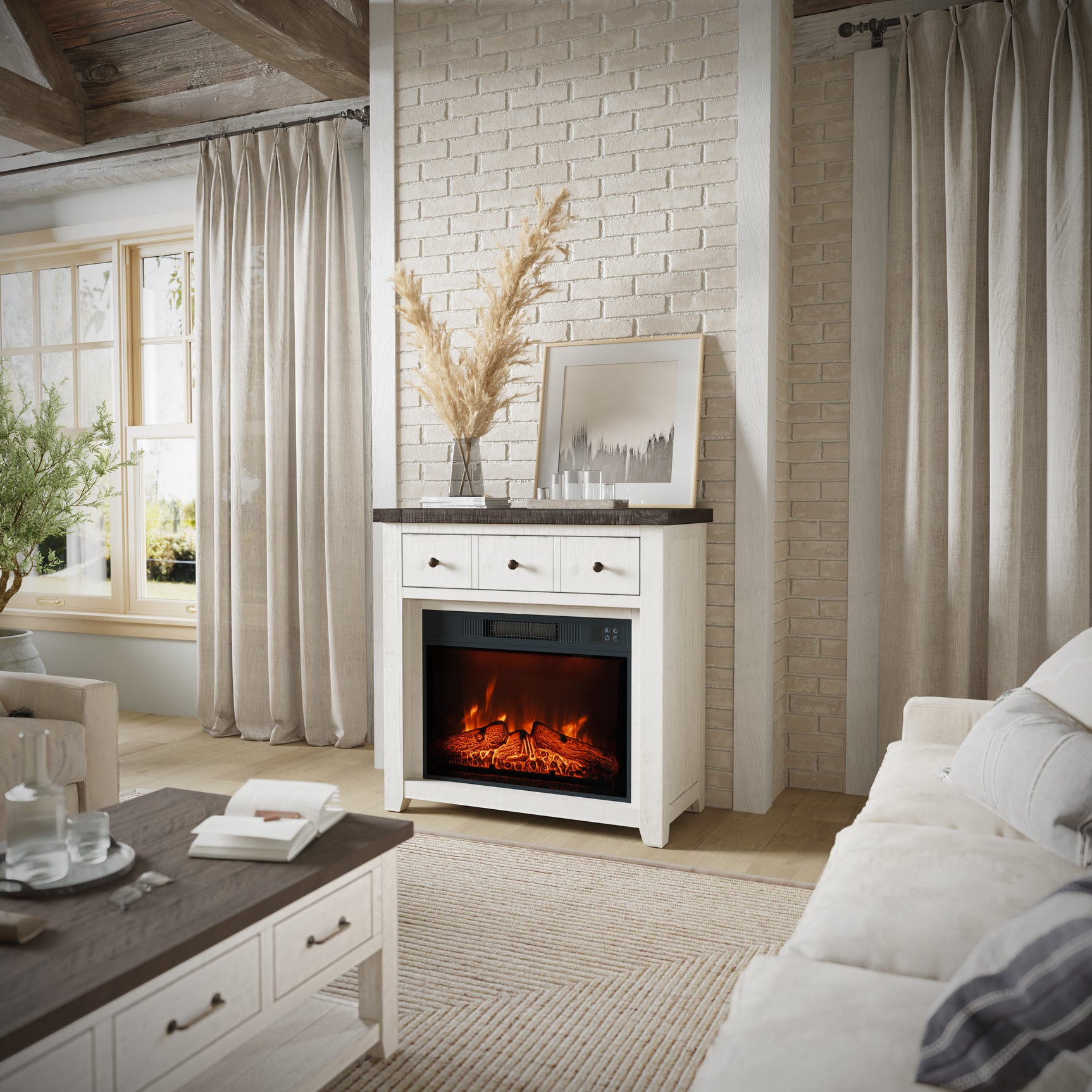 Madison County Vintage White 32 Fireplace - Ornate Home