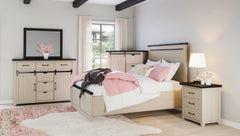 Madison County Vintage White 5-Piece King Panel Bedroom Set - Ornate Home
