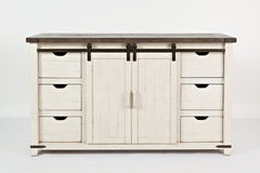 Madison County Vintage White 60 Barn Door Server - Ornate Home